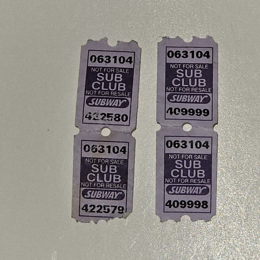 VTG 4 Subway Sandwiches Sub Club Purple Stamps Lot